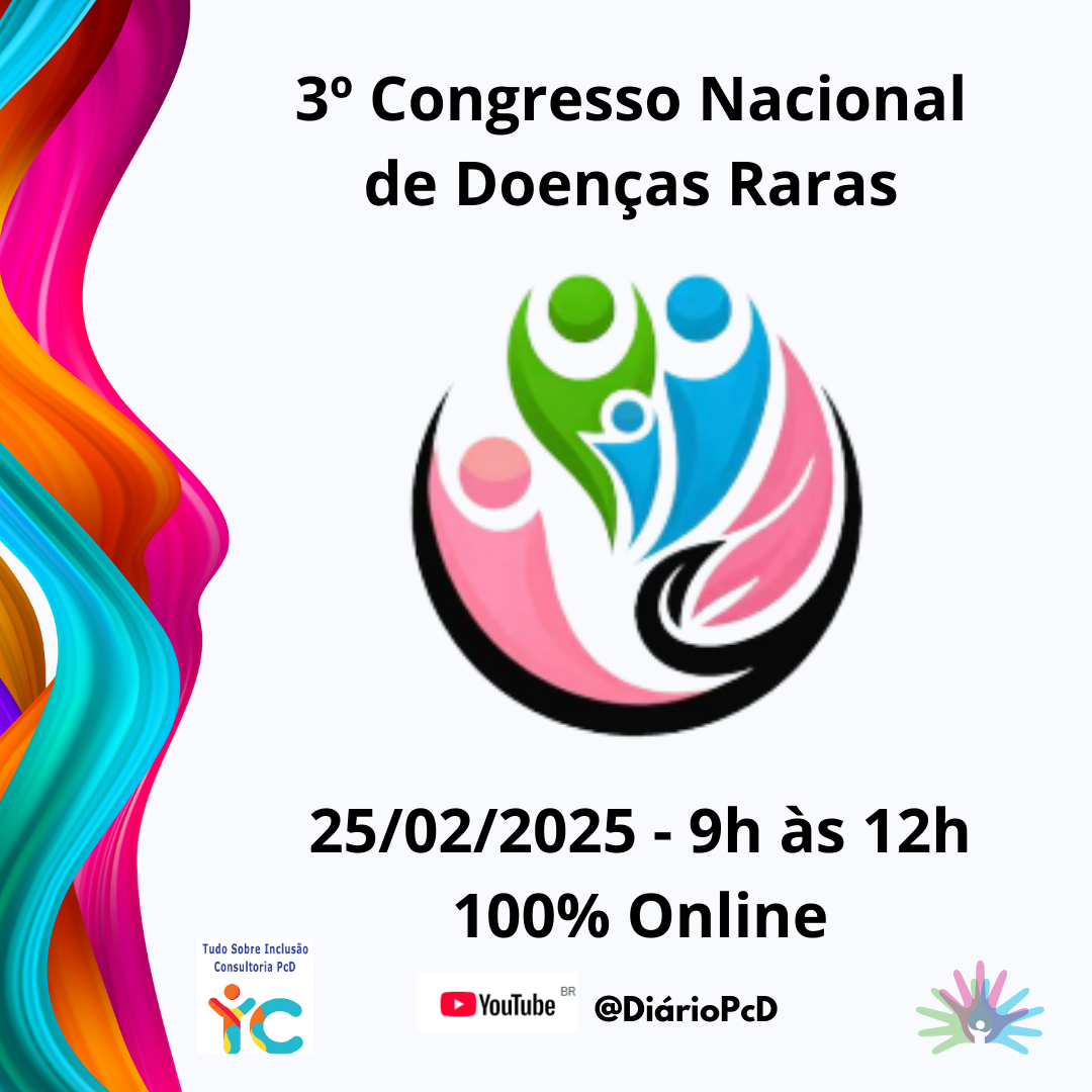 Card do 3º Congresso Nacional de Doenças Raras, com data, horário e transmissão online.